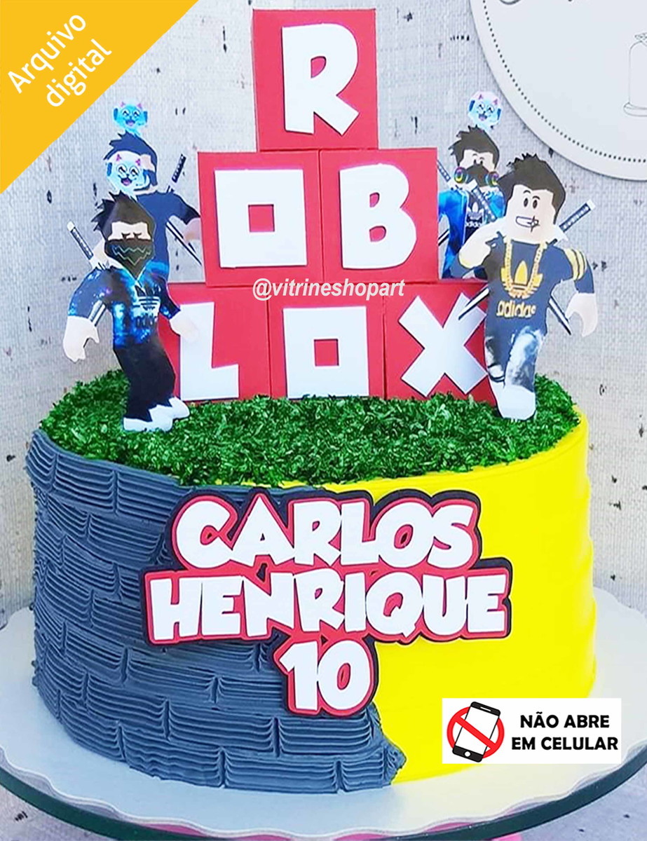 Arquivo de Corte Silhouette Topo de Bolo Roblox Caixinhas 3d
