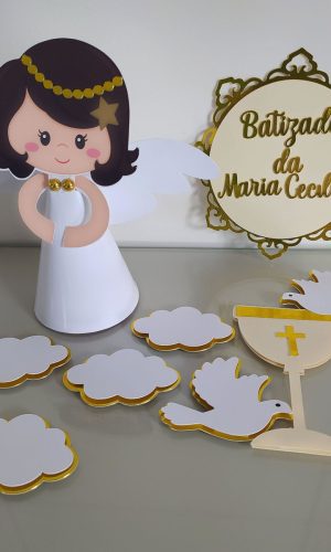 Arquivo de corte topo anjo batizado Maria Cecília+brinde