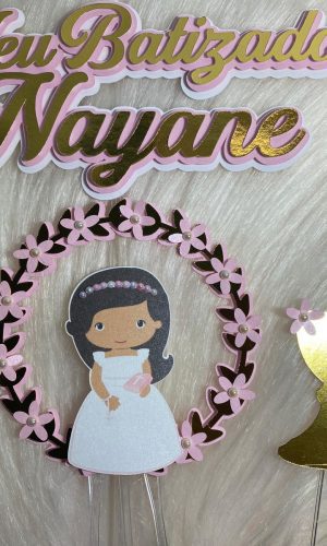 Arquivo de Corte Topo de Bolo Batizado Menina