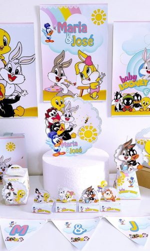 Arquivo De Corte Topo Bolo Looney Tunes Avião Baby