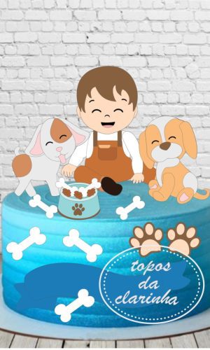 Arquivo de Corte Topo Bolo Menino e Seu Dog Camada