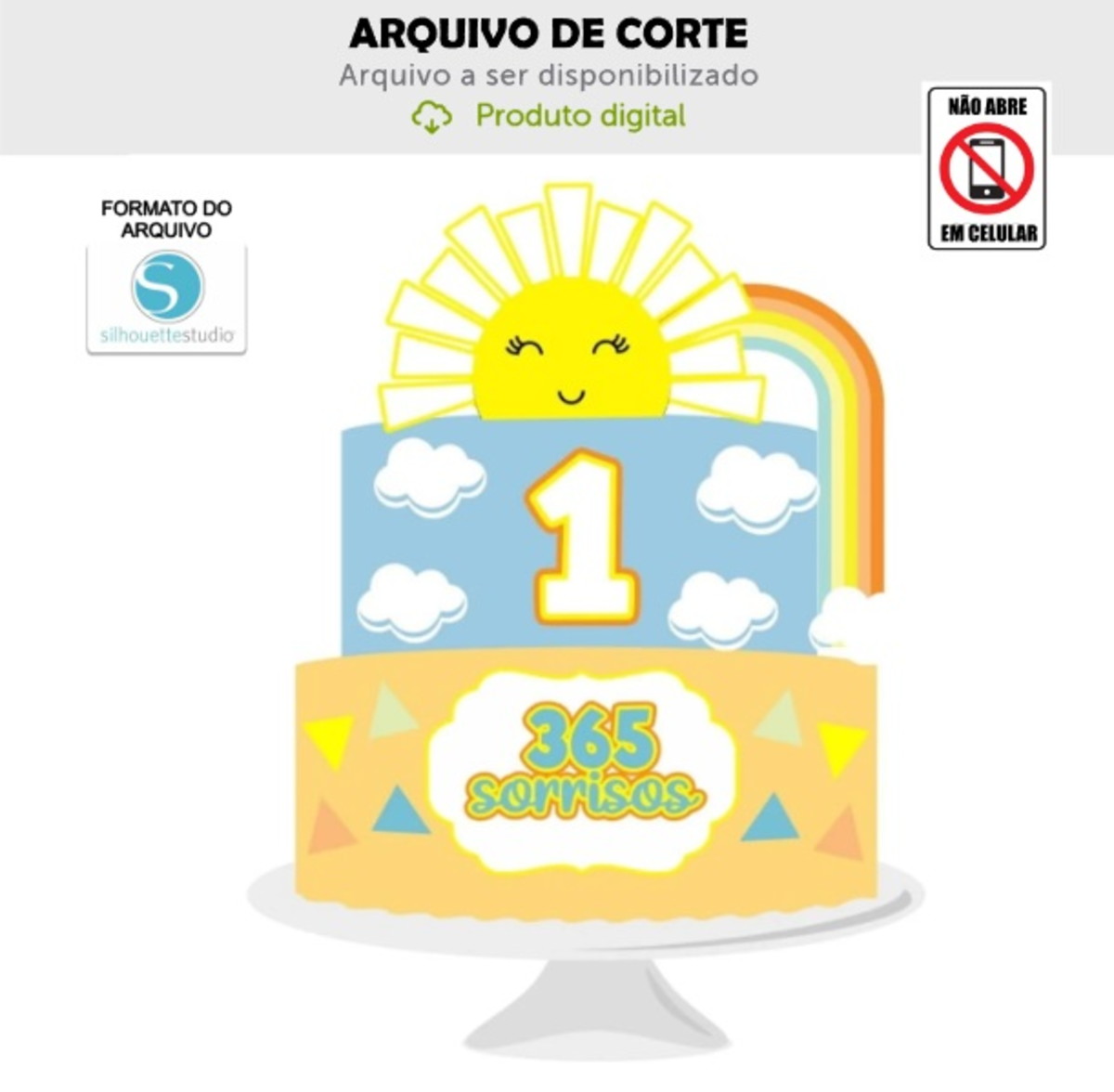 Arquivo de Corte Topo de Bolo 365 Sorrisos