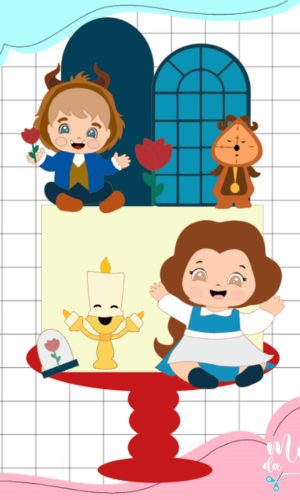 Arquivo de Corte: Topo de Bolo a Bela e a Fera Cute 008