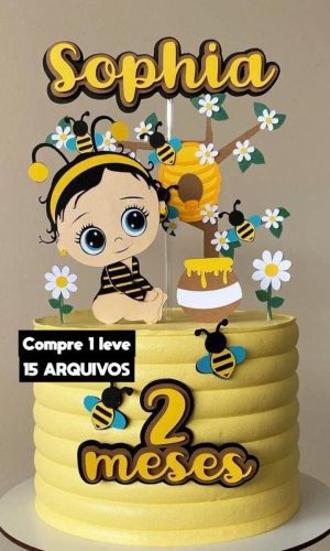 Arquivo de Corte Topo de Bolo Abelha Abelhinha Cute