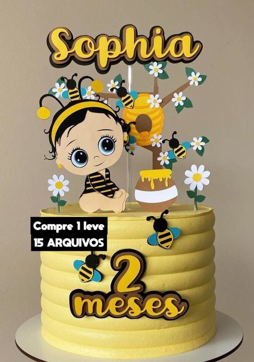 Arquivo de Corte Topo de Bolo Abelha Abelhinha Cute