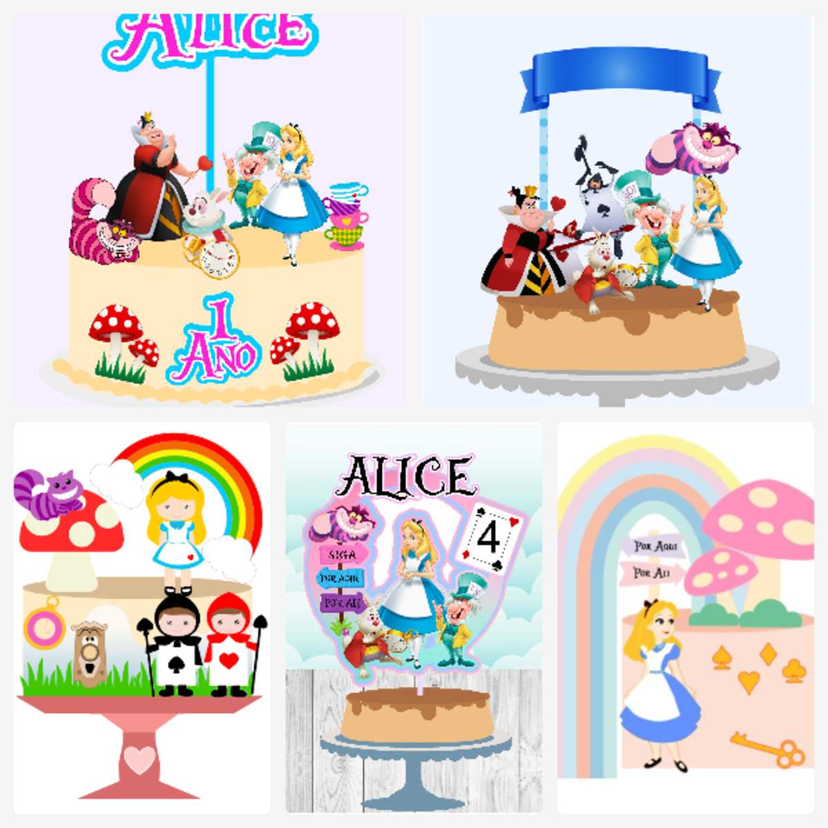 Arquivo de Corte Topo de Bolo - Alice - Imagem 2
