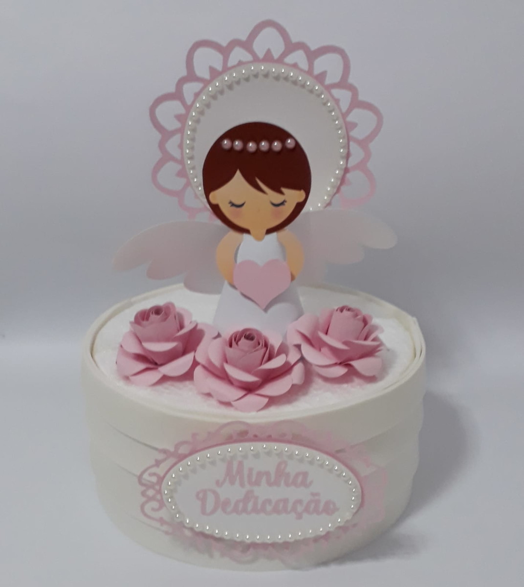 Arquivo de corte topo de bolo anjinha batizado com flores