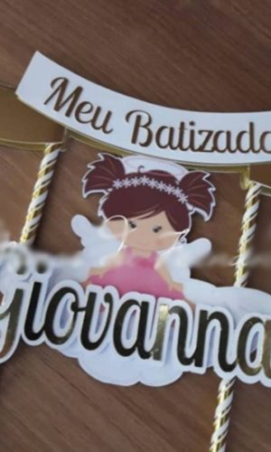 Arquivo de Corte Topo de Bolo Anjinha Batizado Studio #5719