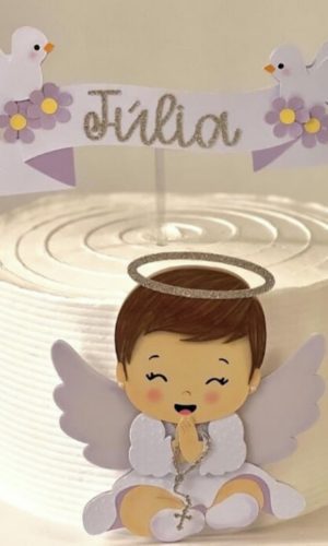 Arquivo de Corte Topo de Bolo Anjinha Cute Batizado