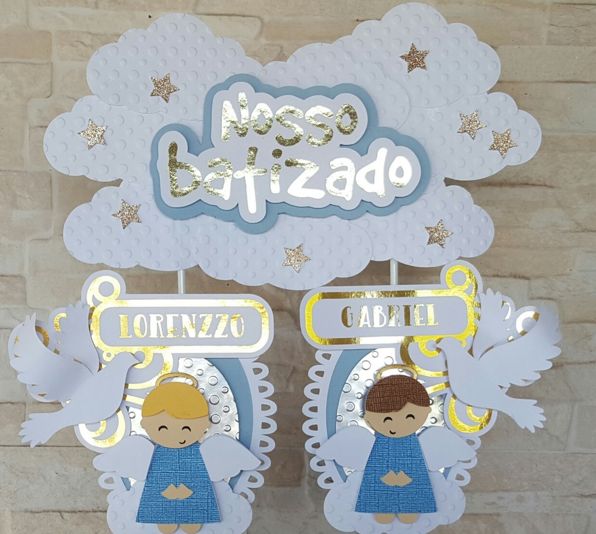 Arquivo de corte-Topo de bolo Anjinho Batizado-Studio