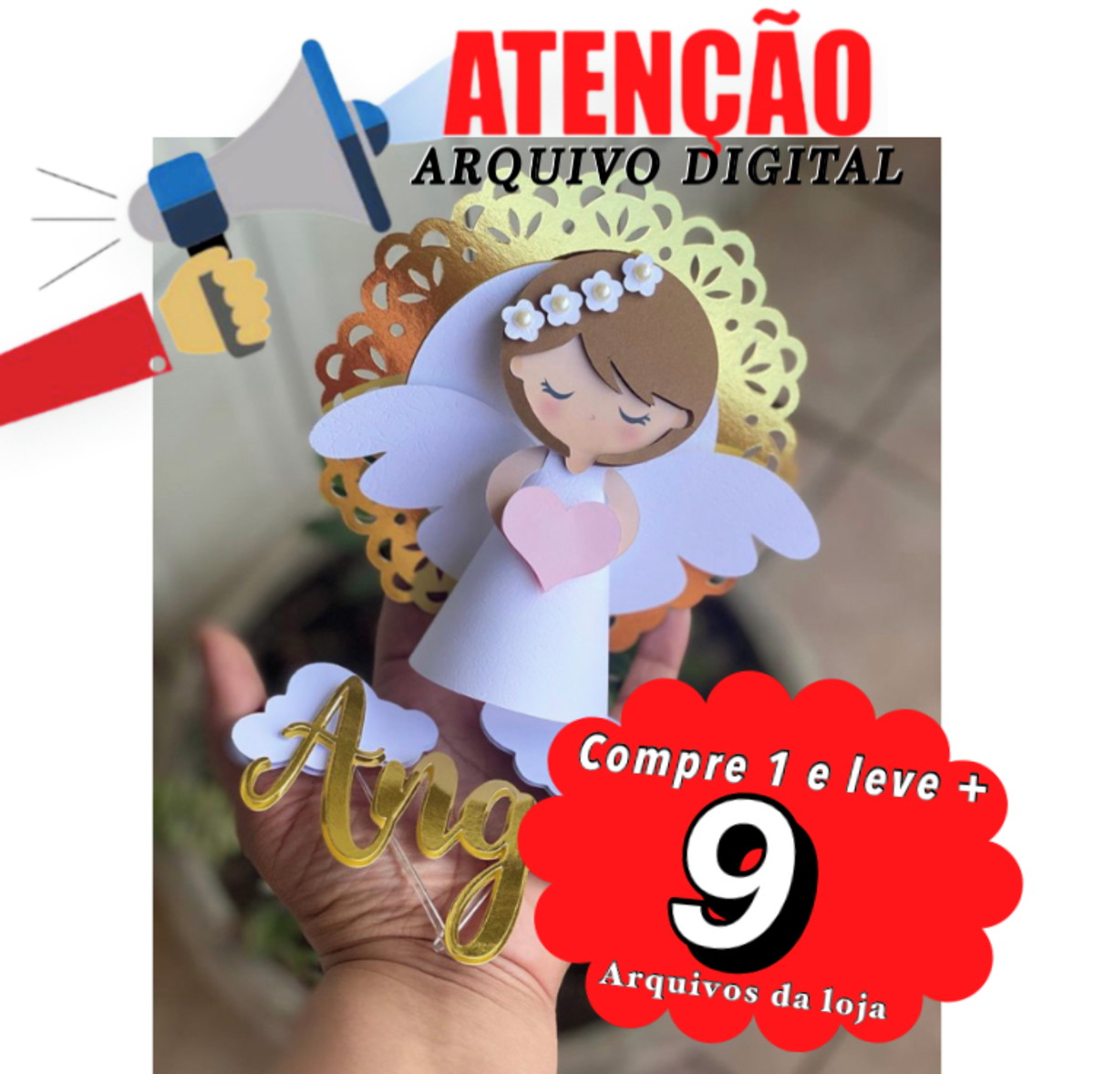 Arquivo de Corte Topo de Bolo - Anjinho Batizado
