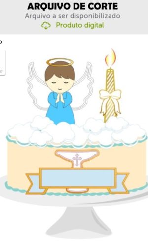 Arquivo de Corte Topo de Bolo Anjo Batizado Menino