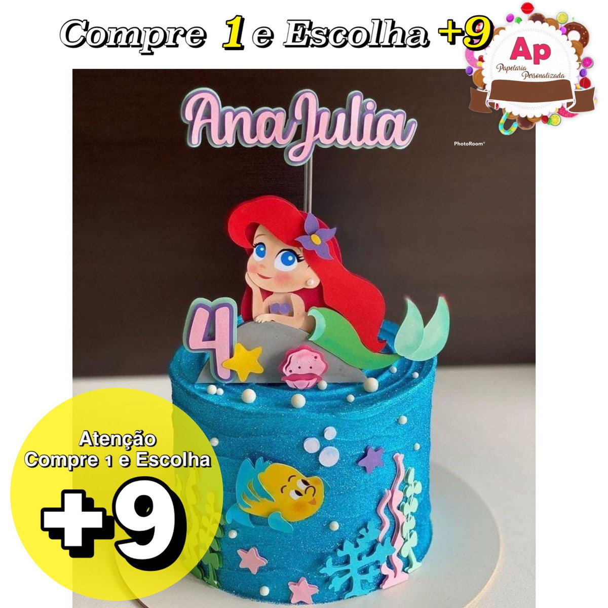 Arquivo de Corte Topo de Bolo Ariel Cute by - Studio