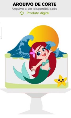Arquivo de Corte Topo de Bolo Ariel Cute Sereia
