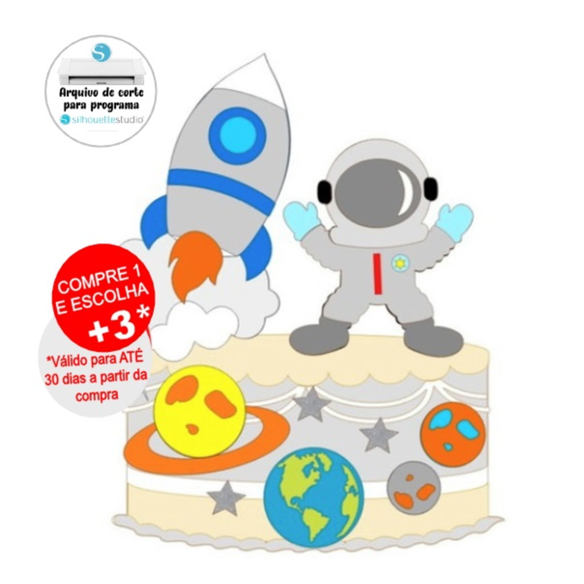 Arquivo de Corte Topo de Bolo Astronauta
