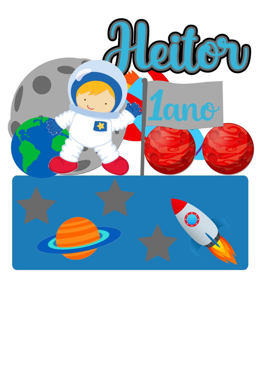 Arquivo de Corte Topo de Bolo Astronauta