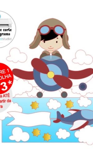 Arquivo de Corte Topo de Bolo Aviador Menino