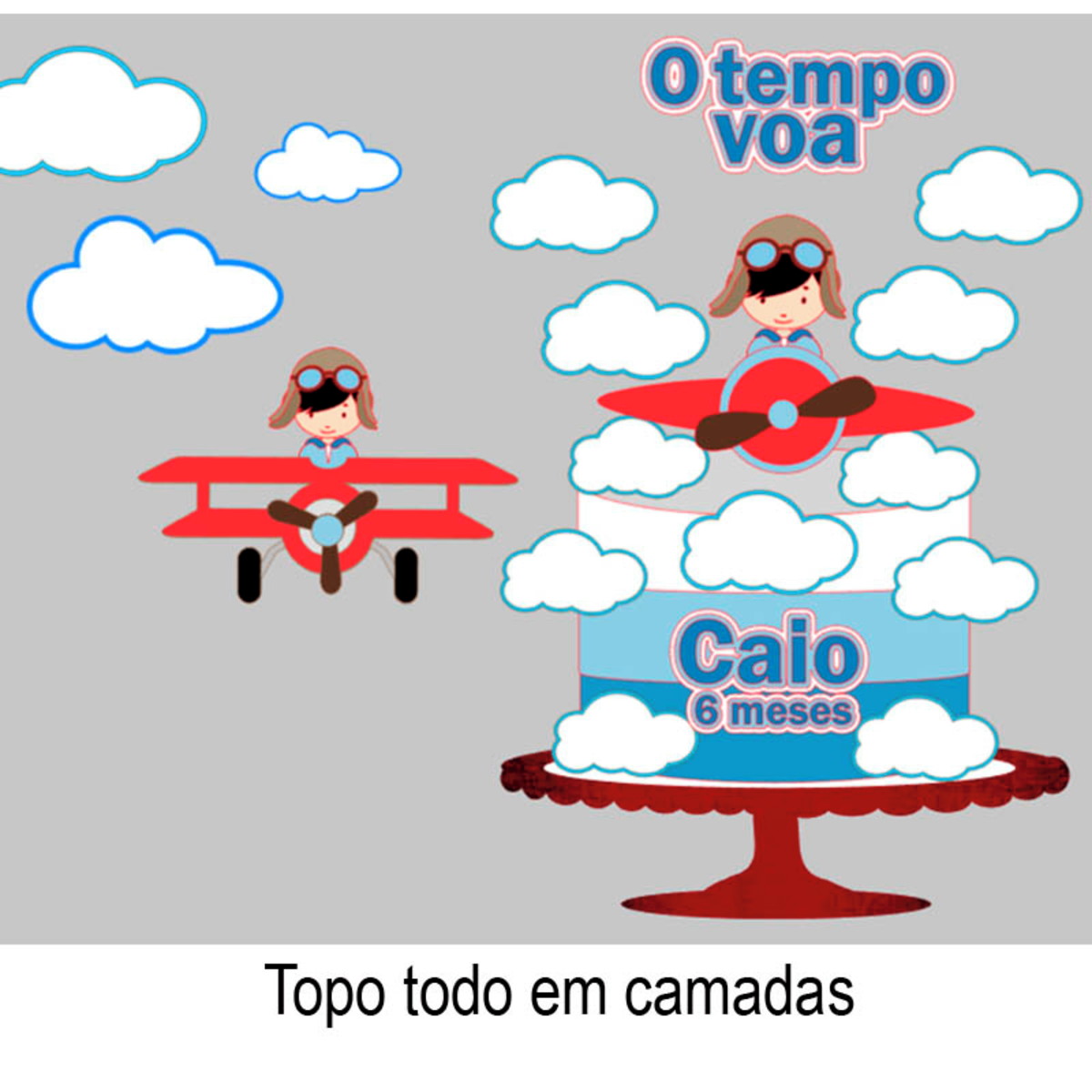 Arquivo de Corte Topo de Bolo Aviador Menino + BRINDE