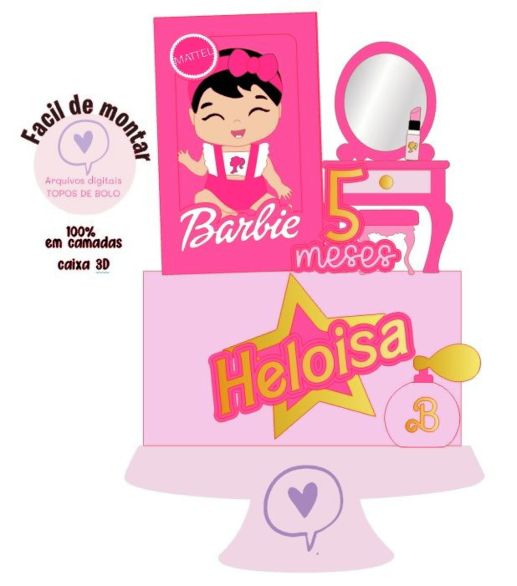 Arquivo de Corte Topo de Bolo Baby Barbie Caixa 1
