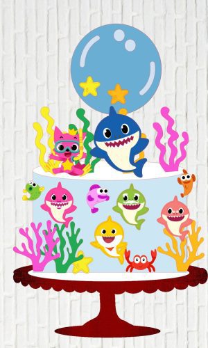 Arquivo de Corte Topo de Bolo Baby Shark Bolha