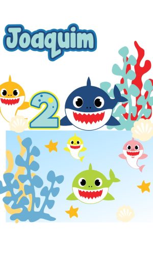 arquivo de corte topo de bolo baby shark em camadas
