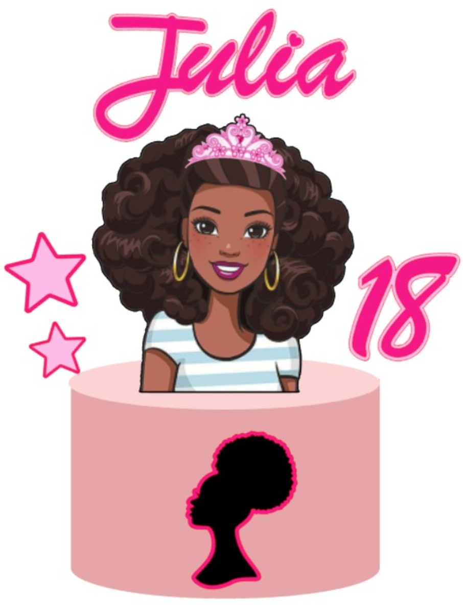 Arquivo de Corte Topo de Bolo Barbie Afro