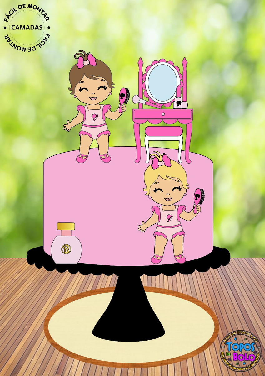Arquivo de Corte Topo de Bolo Barbie Baby Penteadeira