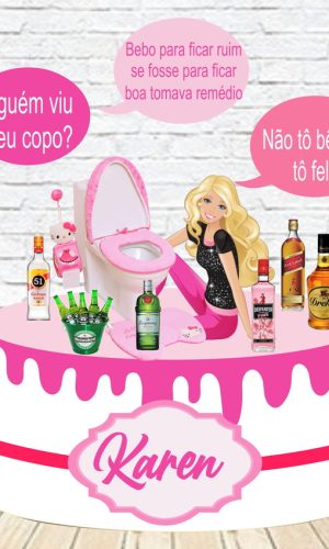 Arquivo de Corte Topo de Bolo Barbie Bêbada 004 Studio