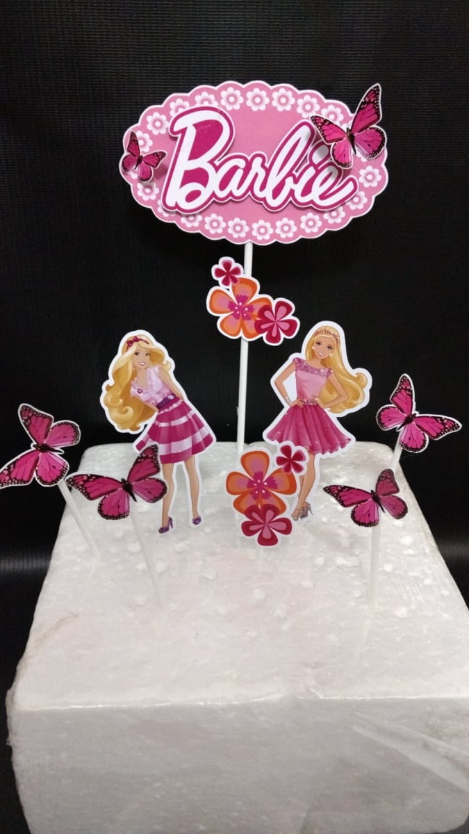 Arquivo de Corte Topo de Bolo Barbie Borboletas