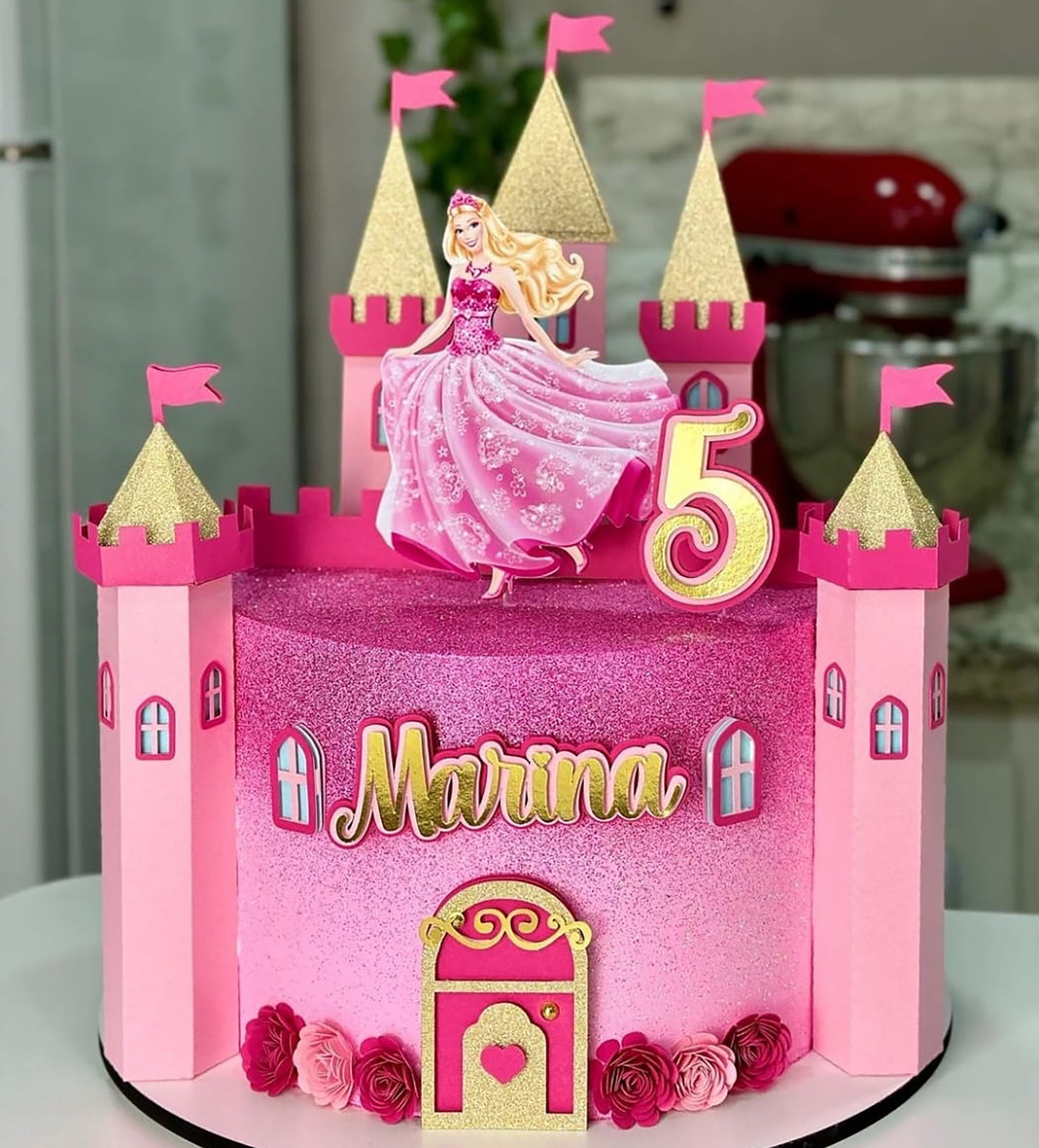Arquivo de Corte: Topo de Bolo Barbie + Castelo 3d 022