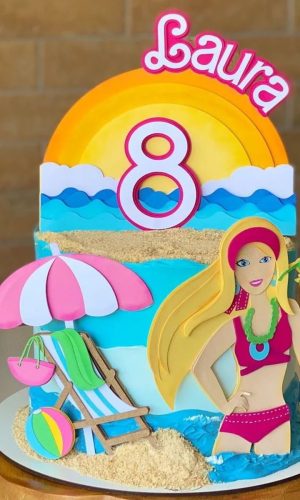 Arquivo de Corte: Topo de Bolo Barbie na Praia 018