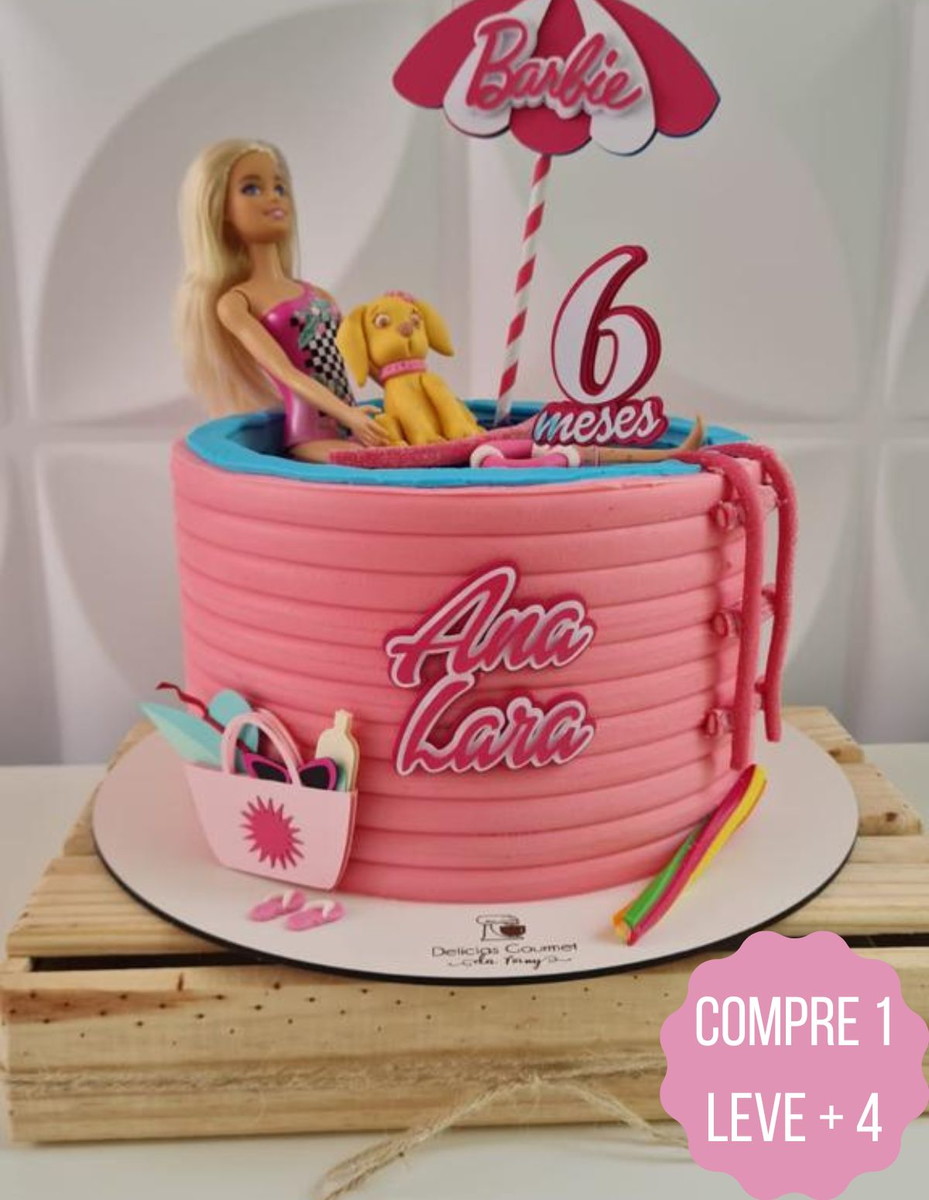 Arquivo de Corte Topo de Bolo Barbie na Praia - Imagem 3