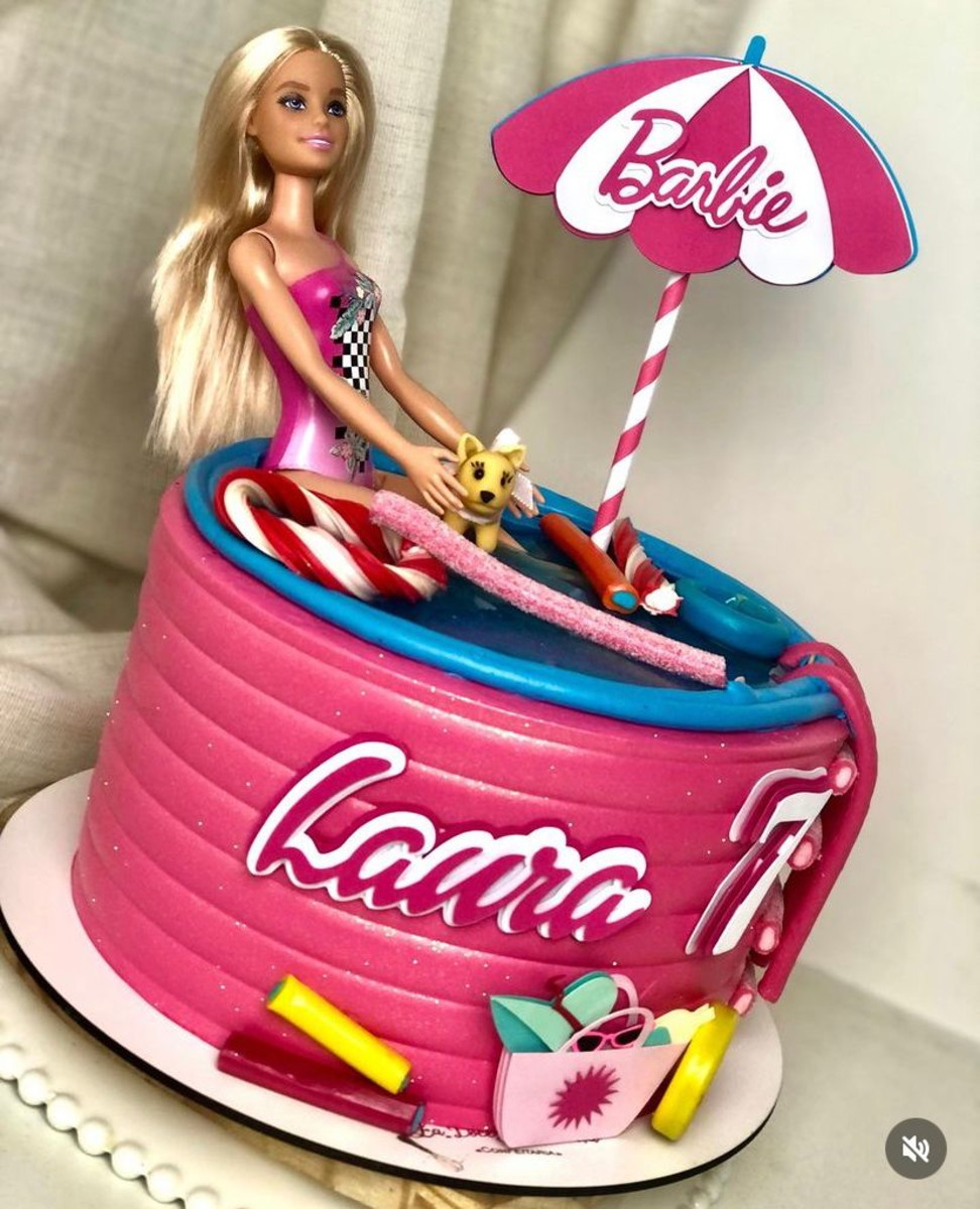 Arquivo de Corte Topo de Bolo Barbie na Praia - Imagem 4
