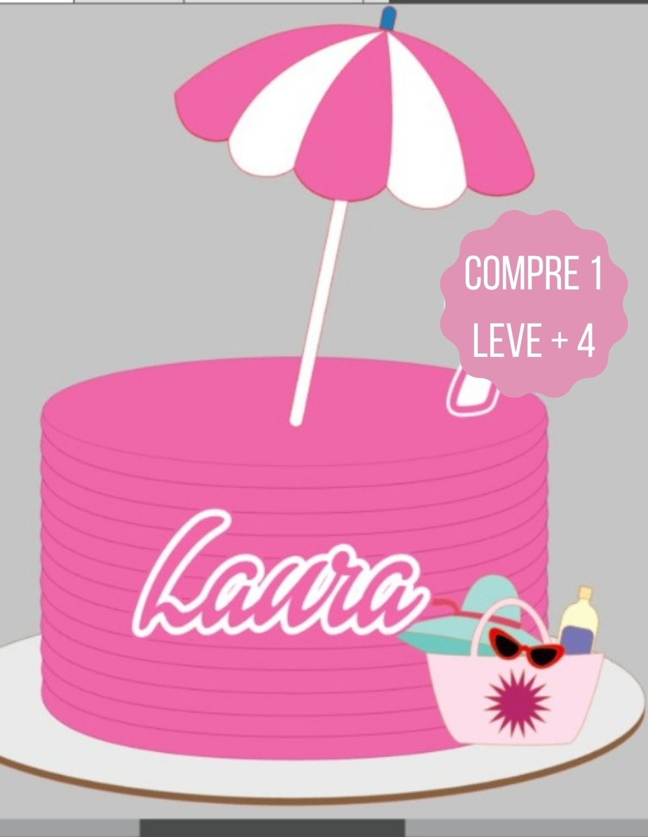 Arquivo de Corte Topo de Bolo Barbie na Praia - Imagem 2