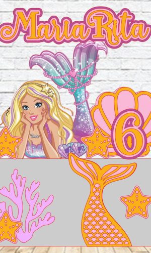 Arquivo de Corte Topo de Bolo Barbie Sereia Studio 008
