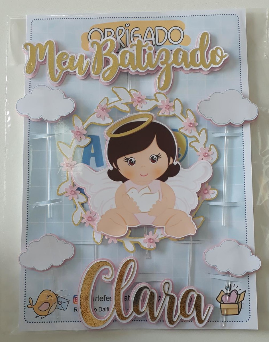 Arquivo de corte topo de bolo batizado anjinha com arco de f - Imagem 2
