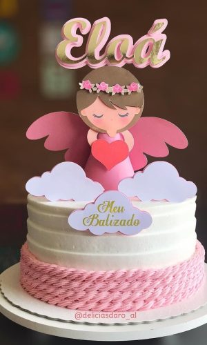 Arquivo de Corte / Topo de Bolo - Batizado Anjinha 3d