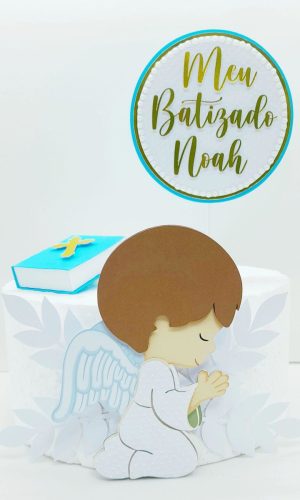 Arquivo de Corte Topo de Bolo Batizado Anjinho Studio