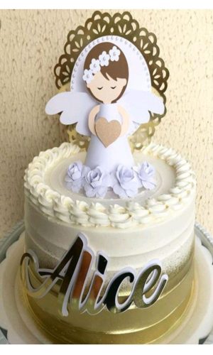 Arquivo de Corte Topo de Bolo Batizado Anjo #7047 Studio