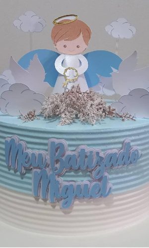 Arquivo de Corte Topo de Bolo Batizado Anjo Azul 3d