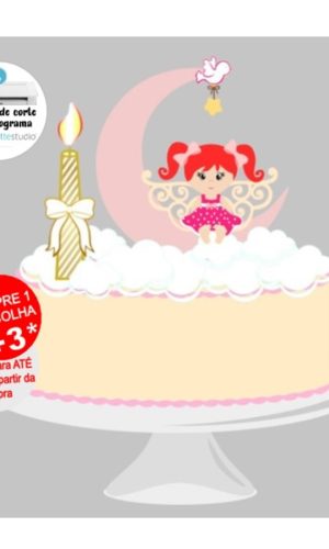 Arquivo de Corte Topo de Bolo Batizado Menina