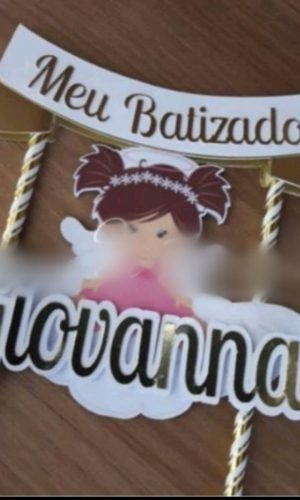 Arquivo de corte Topo de Bolo Batizado Menina STUDIO #1613