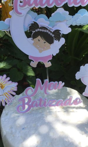 Arquivo de corte topo de bolo batizado menina