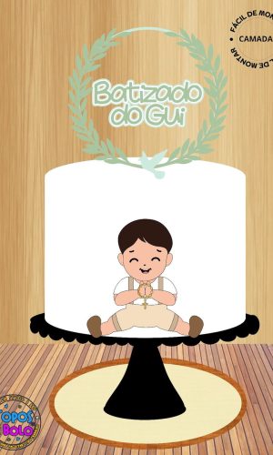 Arquivo de Corte Topo de Bolo Batizado Menino