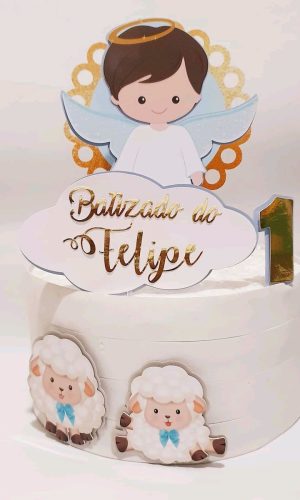 Arquivo de corte Topo de Bolo Batizado