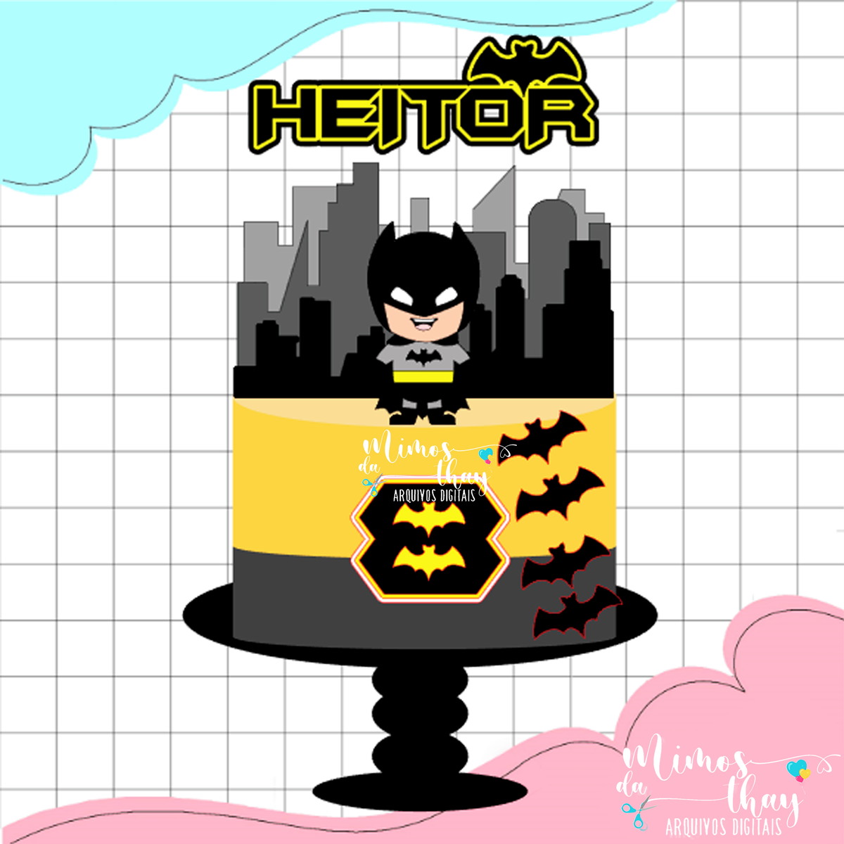 Arquivo de Corte Topo de Bolo Batman Cute 002