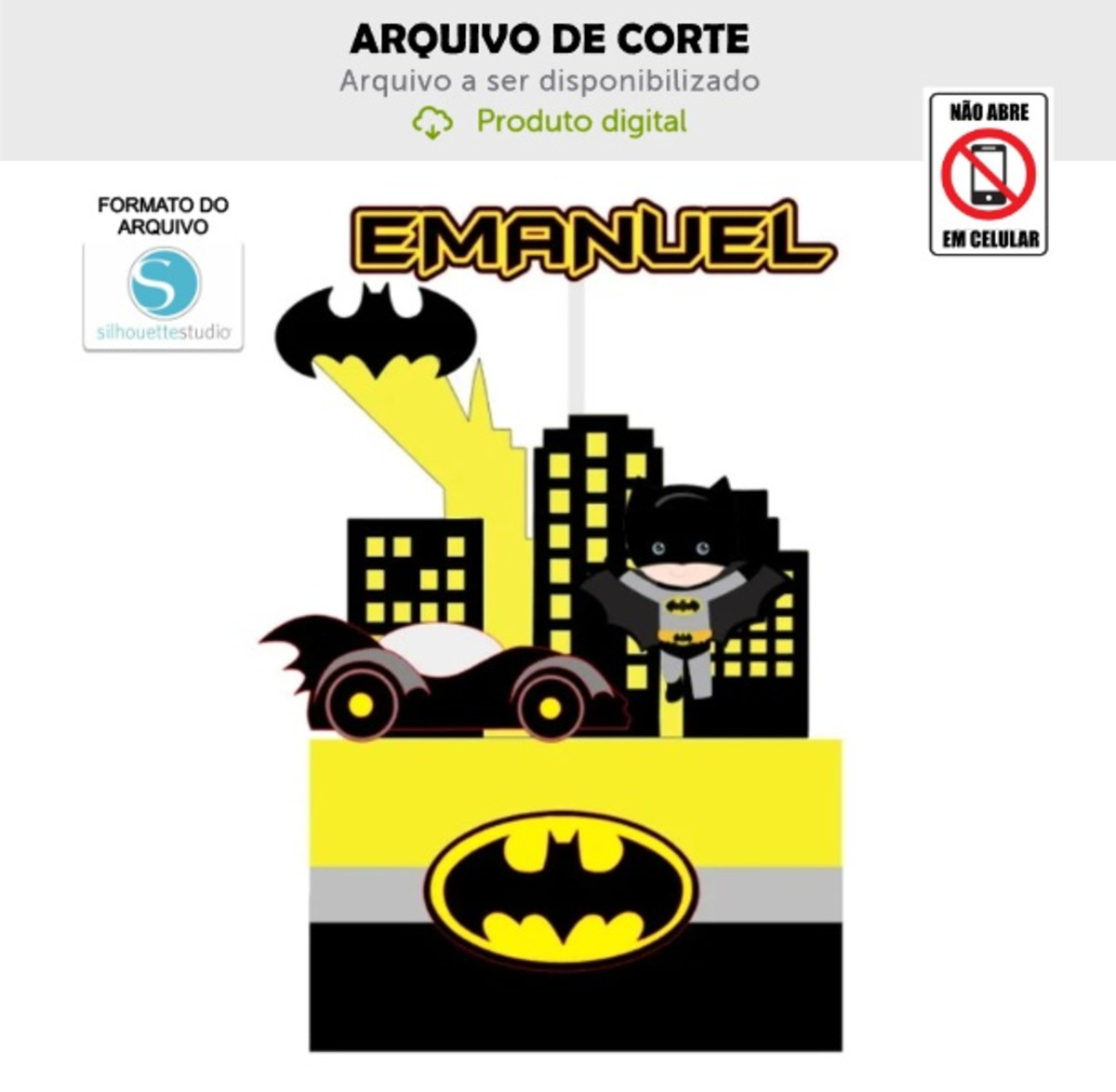 Arquivo de Corte Topo de Bolo Batman