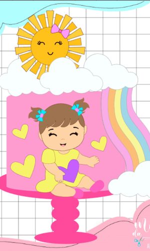 Arquivo de Corte: Topo de Bolo Bebê Chuva de Amor 004