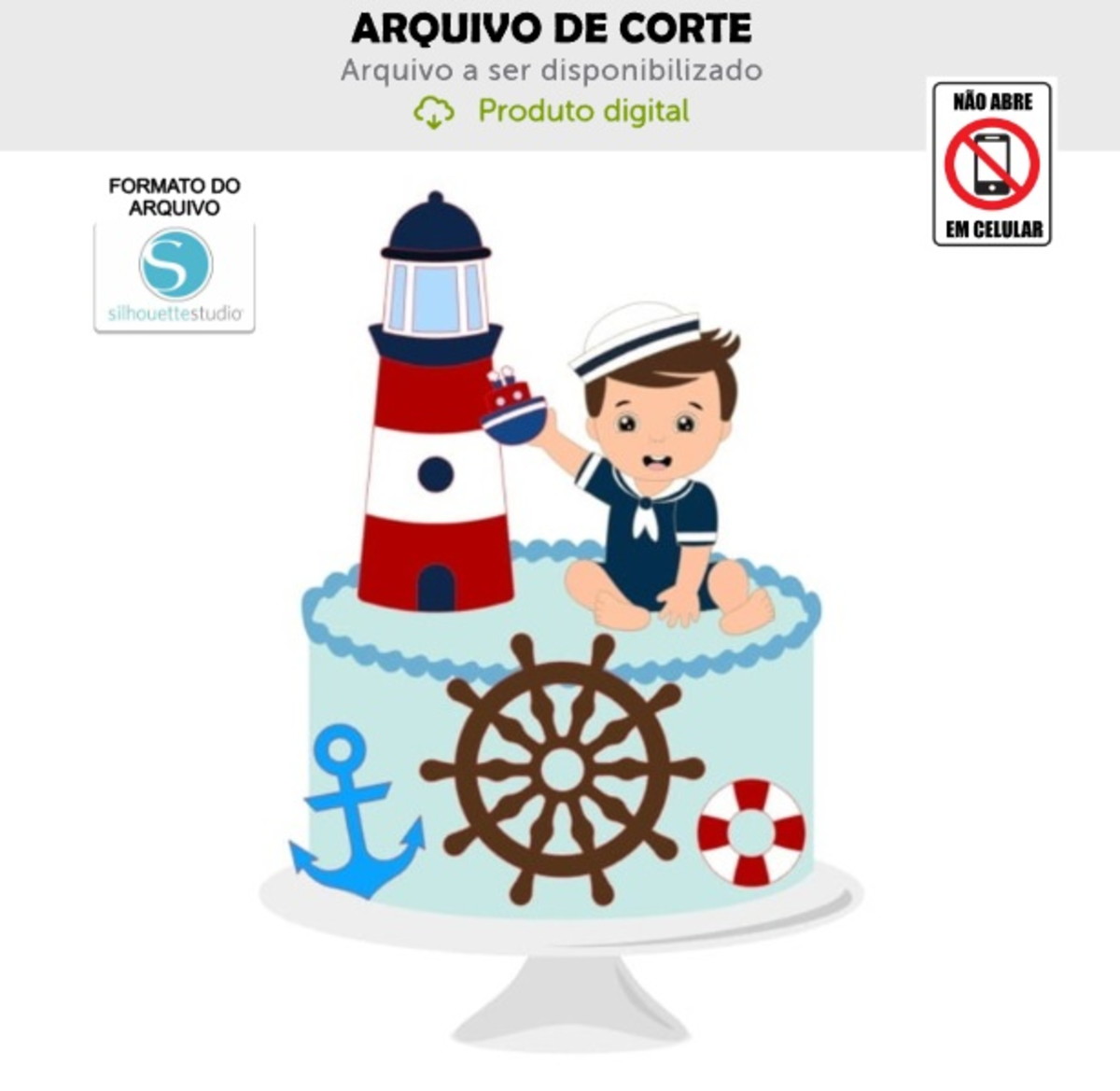 Arquivo de Corte Topo de Bolo Bebê Marinheiro