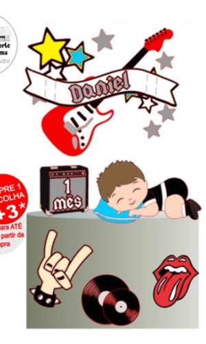 Arquivo de Corte Topo de Bolo Bebê Rock